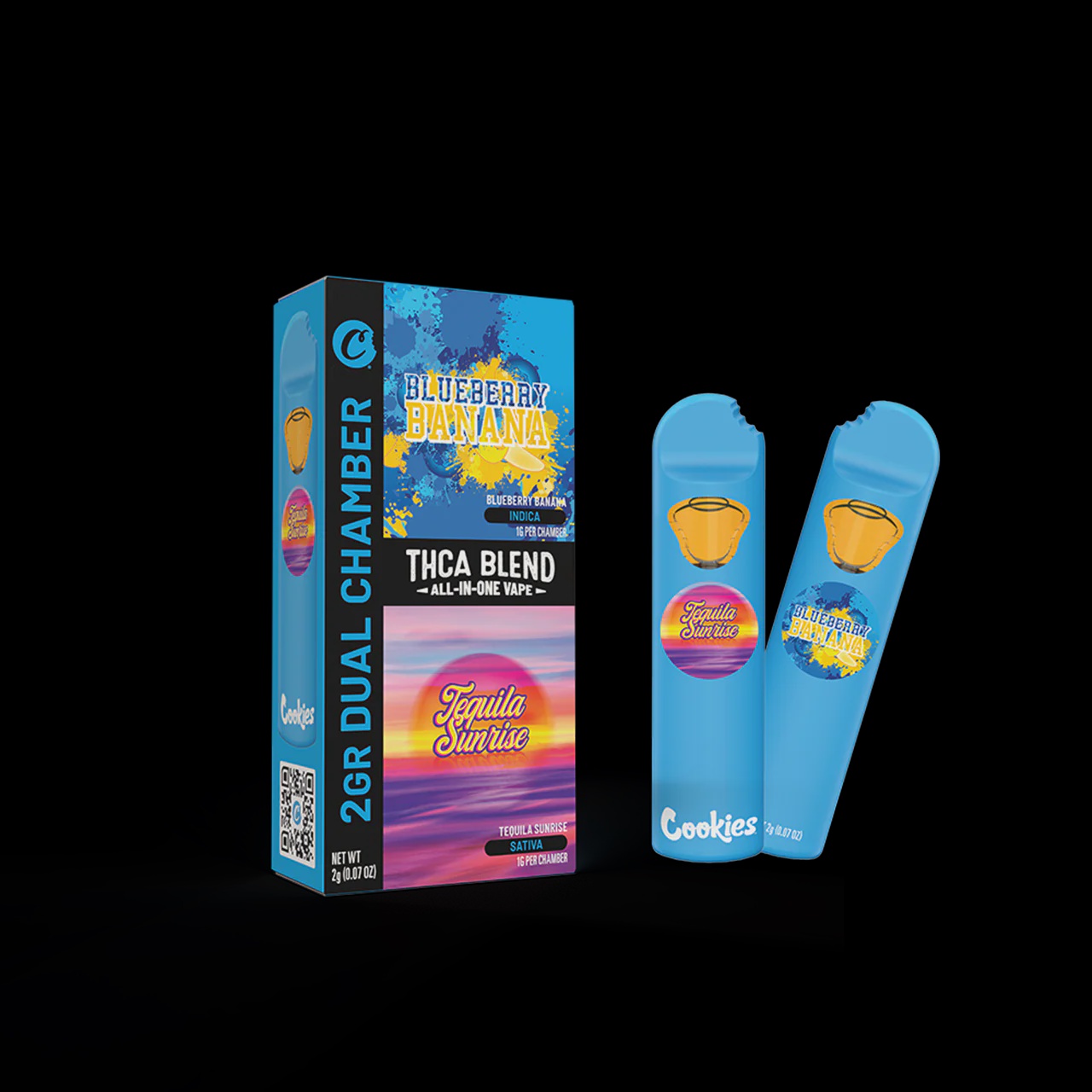 Cookies - THCA Dual Chamber 2 Gram Disposable / Blueberry Banana & Tequila Sunrise